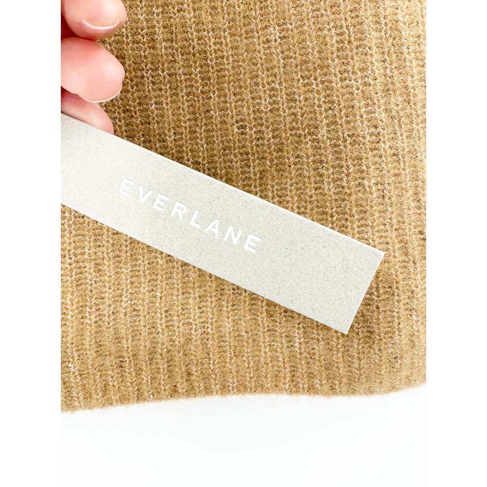 EVERLANE Crop Top Size S Camel Tan Stretch Wool Yak Knit Soft NEW - Picture 4 of 10